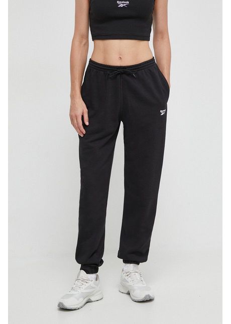 Reebok pantaloni de trening culoarea negru neted