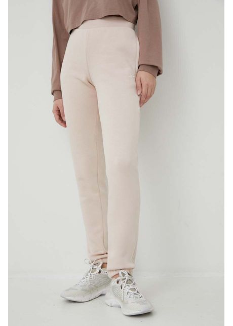 Reebok pantaloni de trening culoarea roz neted