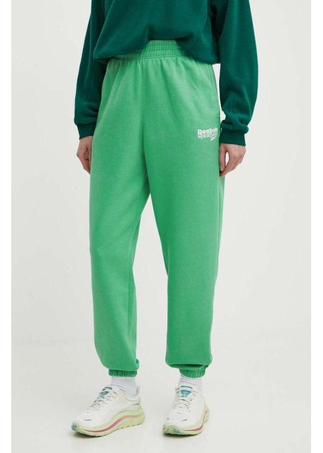 Reebok pantaloni de trening culoarea verde cu imprimeu 100075981