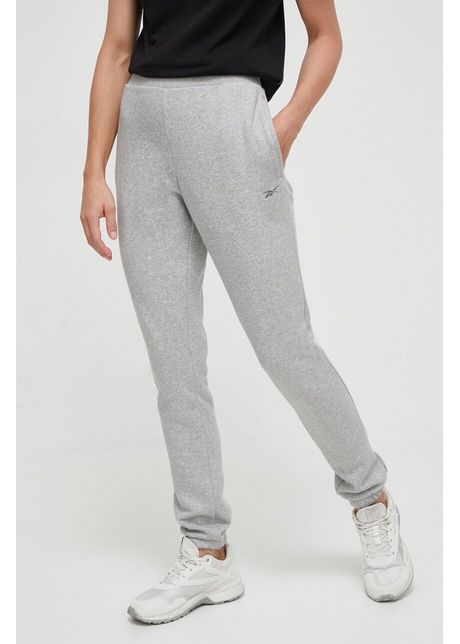 Reebok pantaloni de trening lux collection culoarea gri melanj
