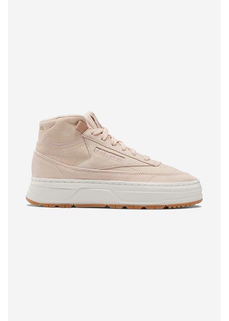 Reebok sneakers din piele ntoars club c geo mid culoarea bej gv7037 cream