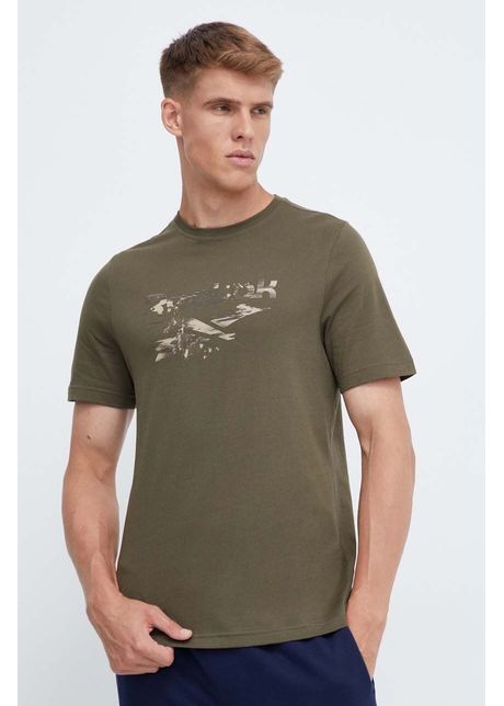Reebok tricou din bumbac culoarea verde cu imprimeu