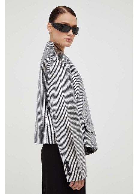 Remain sacou de piele culoarea negru oversize modelator