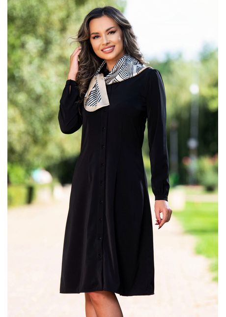 Rochie de zi effect tip camasa accesorizata cu esarfa eleganta