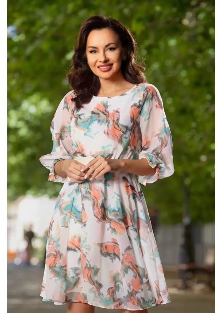 Rochie de zi in clos adana din voal cu imprimeu tip pictura