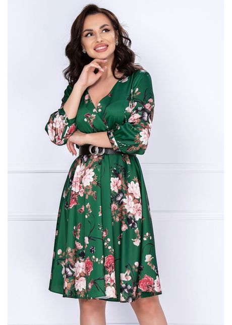 Rochie din satin venus in clos verde cu decolteu petrecut