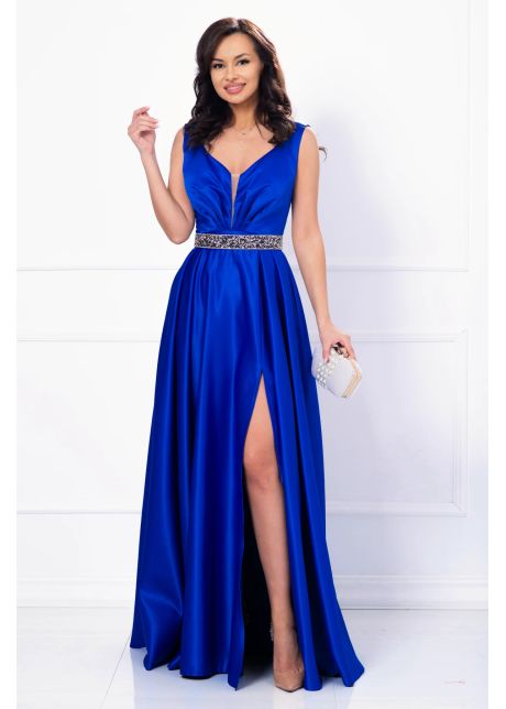 Rochie lunga eleganta din tafta albastru royal camila