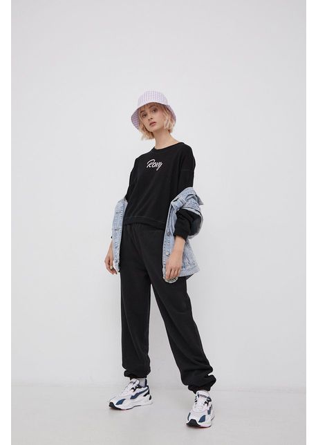 Roxy bluz femei culoarea negru cu imprimeu