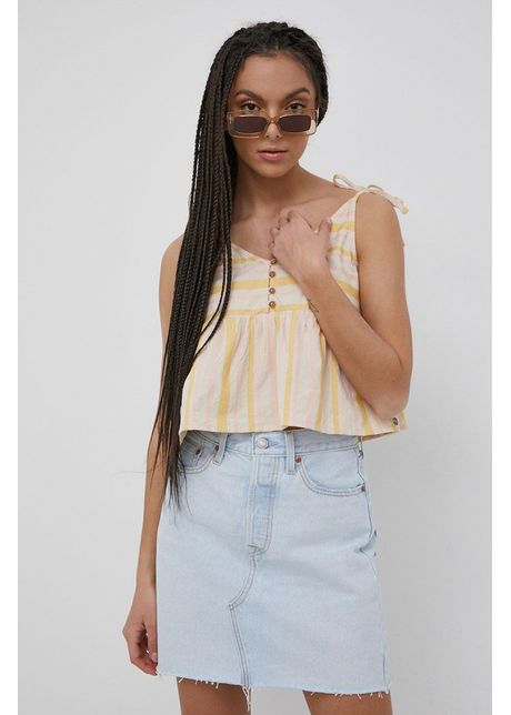 Roxy bluza din bumbac culoarea bej