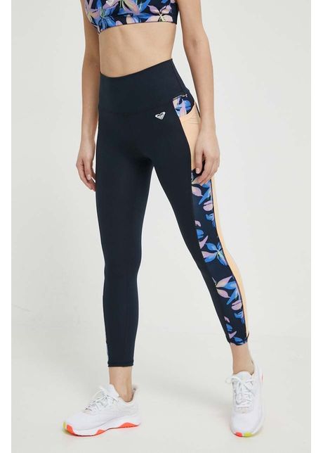 Roxy leggins de antrenament heart into it culoarea negru cu imprimeu erjnp03549