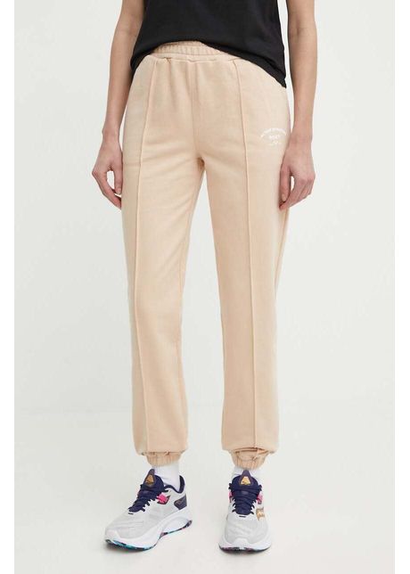 Roxy pantaloni de trening din bumbac essential energy culoarea bej cu imprimeu erjfb03410