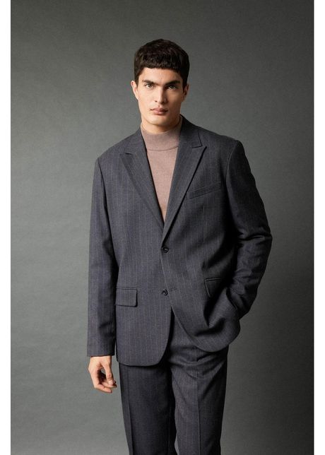 Sacou regular fit cu model in dungi