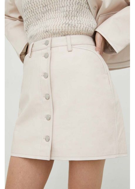 Samsoe samsoe fusta de piele culoarea roz mini creion