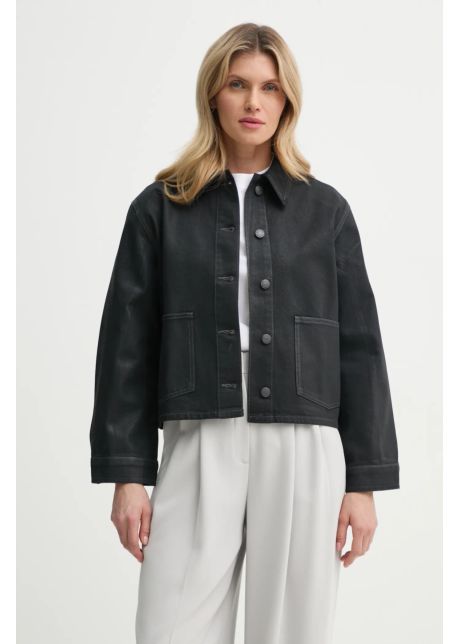 Samsoe samsoe geac din denim sanadina femei culoarea negru de tranzi ie oversize f24400175