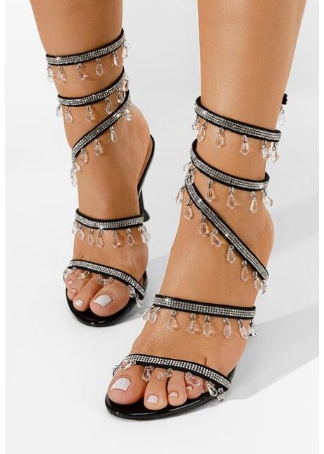 Sandale cu toc subtire calisa b negre