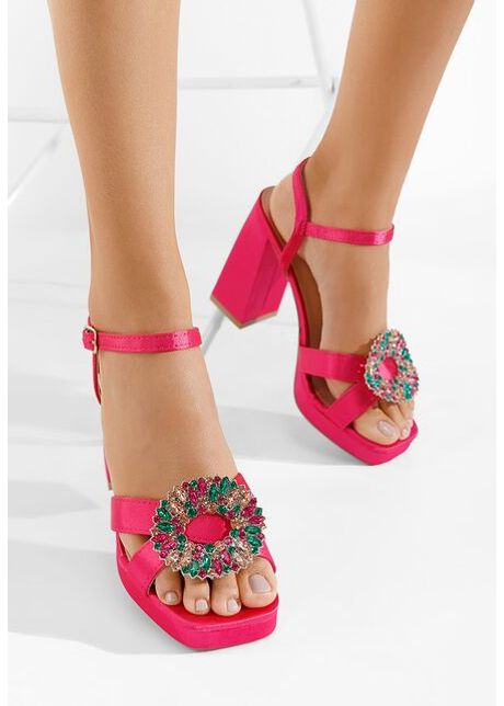 Sandale elegante cu toc gros aida fucsia