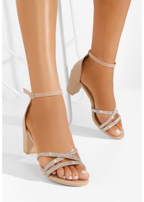 Sandale elegante cu toc gros nerysa bej