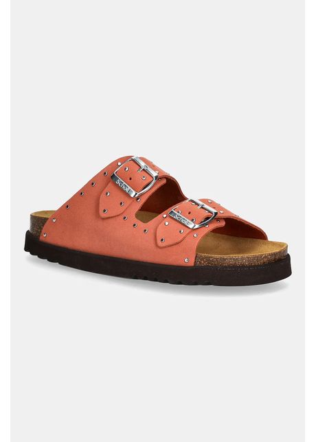 Scholl papuci din piele BEATRIZ culoarea portocaliu, F315922556