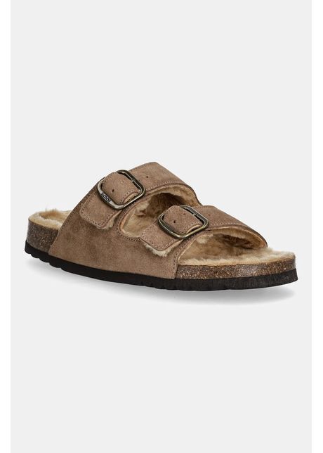Scholl papuci din piele JOSEPHINE culoarea maro, F318431062