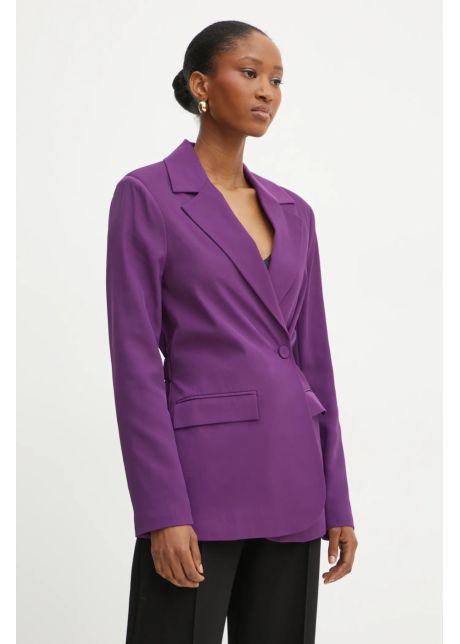Silvian heach sacou hering culoarea violet cu doua randuri de nasturi neted gpa24117gc