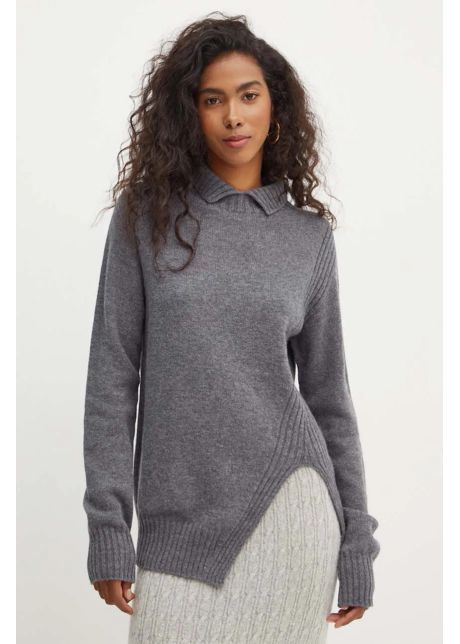 Simona corsellini pulover de lana femei culoarea gri cu turtleneck a24cpmgg04