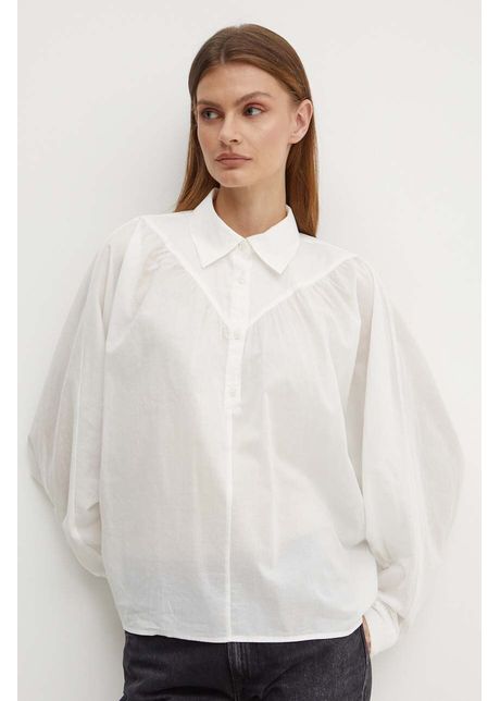 Sisley bluza din bumbac femei culoarea bej neted