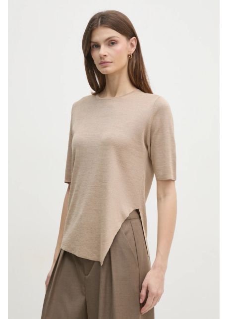 Sisley bluza femei culoarea bej neted 101vm105z