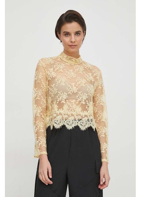 Sisley bluza femei culoarea bej neted