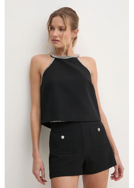 Sisley bluza femei culoarea negru cu imprimeu 537slh01f