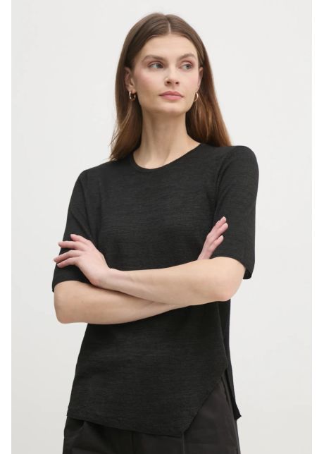 Sisley bluza femei culoarea negru neted 101vm105z