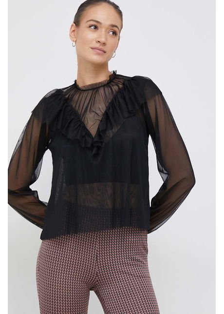 Sisley bluza femei culoarea negru neted