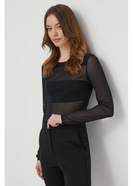 Sisley bluza femei culoarea negru neted