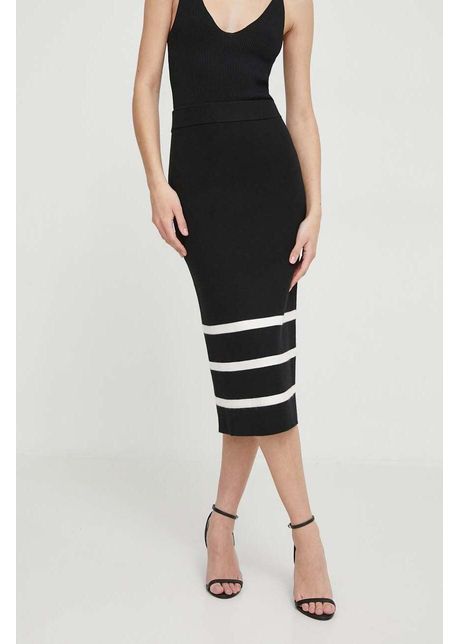 Sisley fusta culoarea negru midi drept