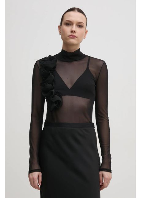Sisley longsleeve femei, culoarea negru, cu turtleneck, 3HC7L106Y