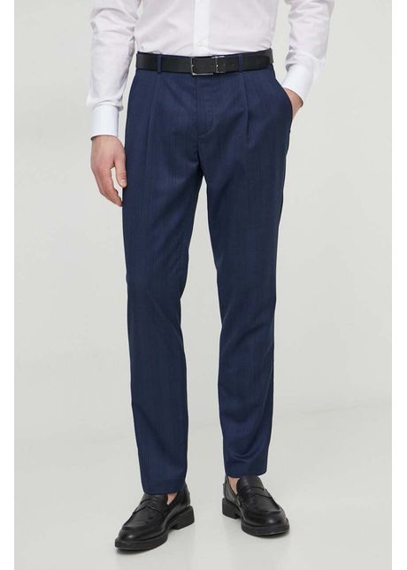 Sisley pantaloni barbati culoarea albastru marin drept