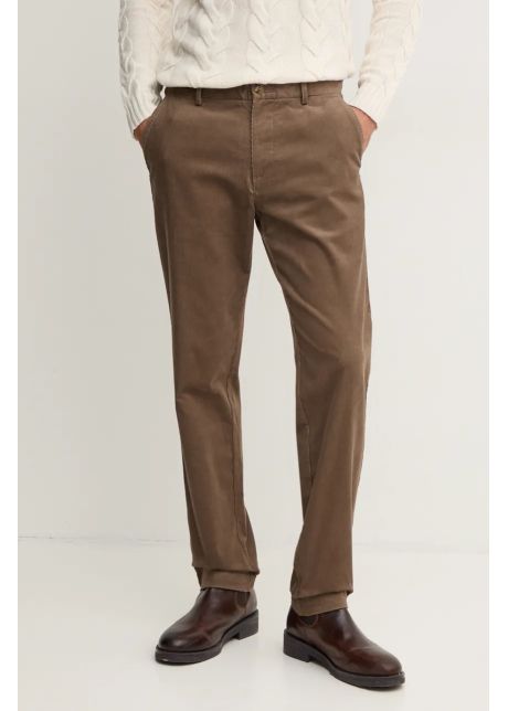 Sisley pantaloni de catifea cord culoarea maro drept 41znsf04r