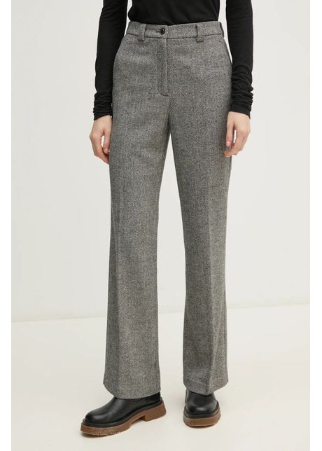 Sisley pantaloni de lana culoarea gri drept high waist 45hdlf068
