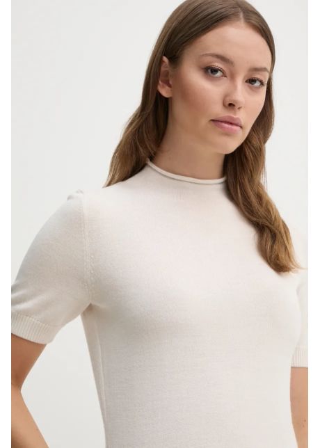 Sisley pulover de lana femei culoarea bej light cu turtleneck 11bam105p