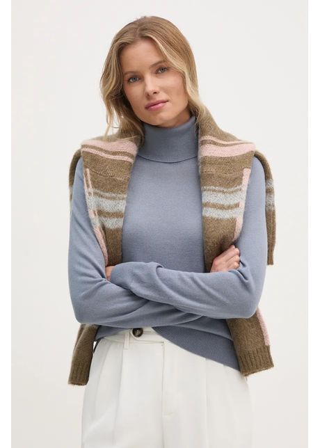 Sisley pulover de lana femei light cu guler 11bam201c