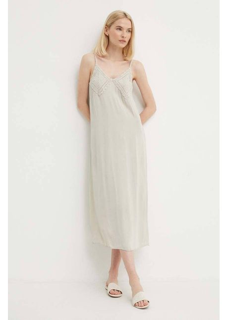 Sisley rochie culoarea bej maxi dreapt