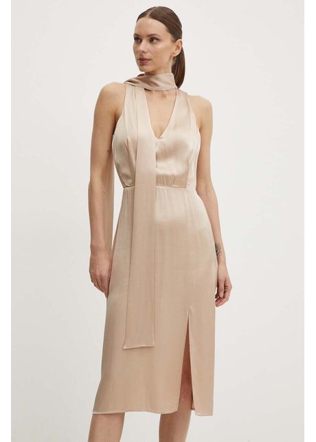 Sisley rochie culoarea bej midi mulat 4s7blv06i