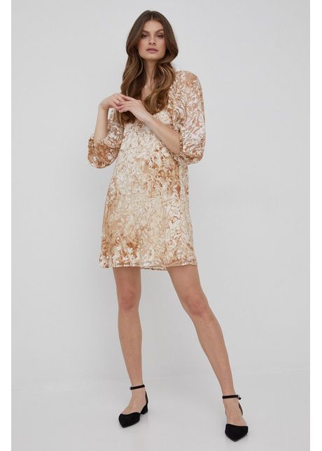 Sisley rochie culoarea bej mini dreapt