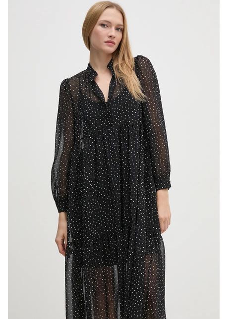 Sisley rochie culoarea negru midi evazat 42umlv06u