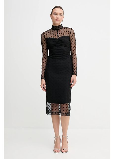Sisley rochie culoarea negru midi mulat 4s3dlv071