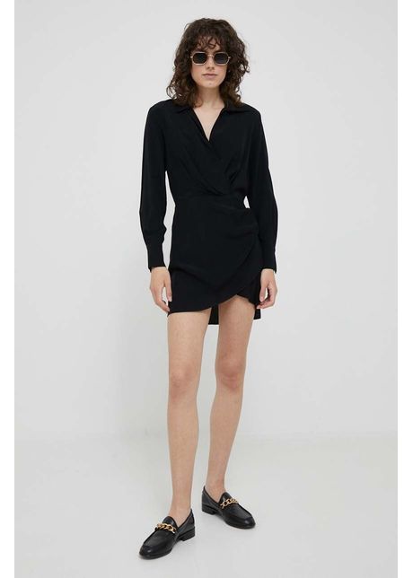 Sisley rochie culoarea negru mini dreapt