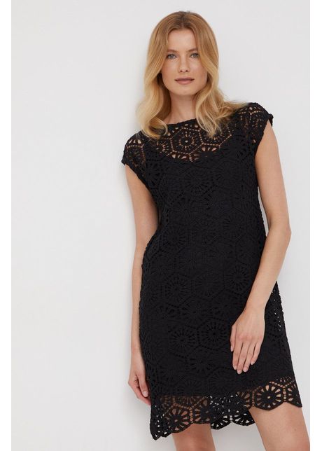 Sisley rochie culoarea negru mini drept