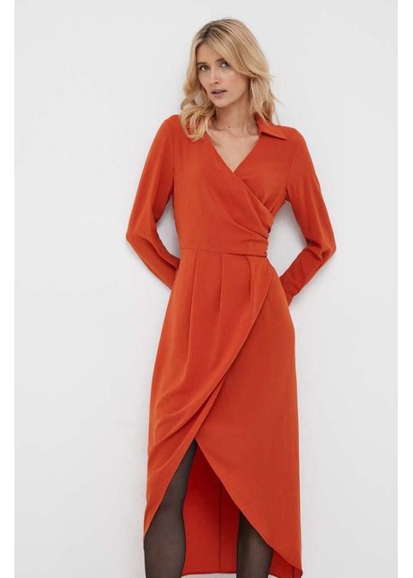 Sisley rochie culoarea portocaliu midi evazat