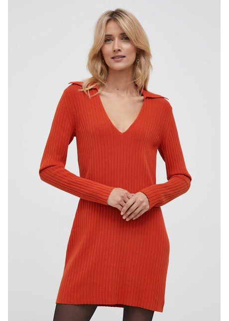 Sisley rochie culoarea portocaliu mini drept
