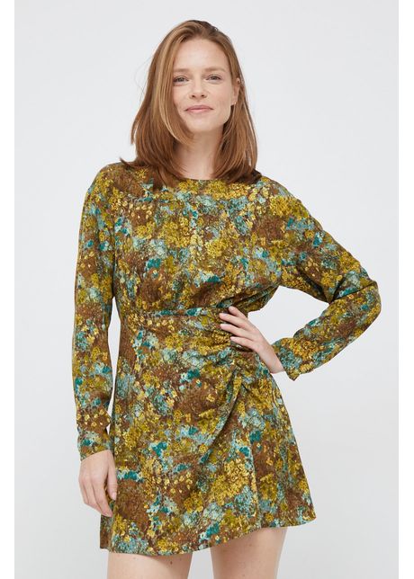 Sisley rochie culoarea verde mini dreapt