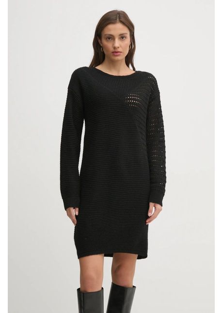 Sisley rochie din amestec de lana culoarea negru mini oversize 1076mv00w
